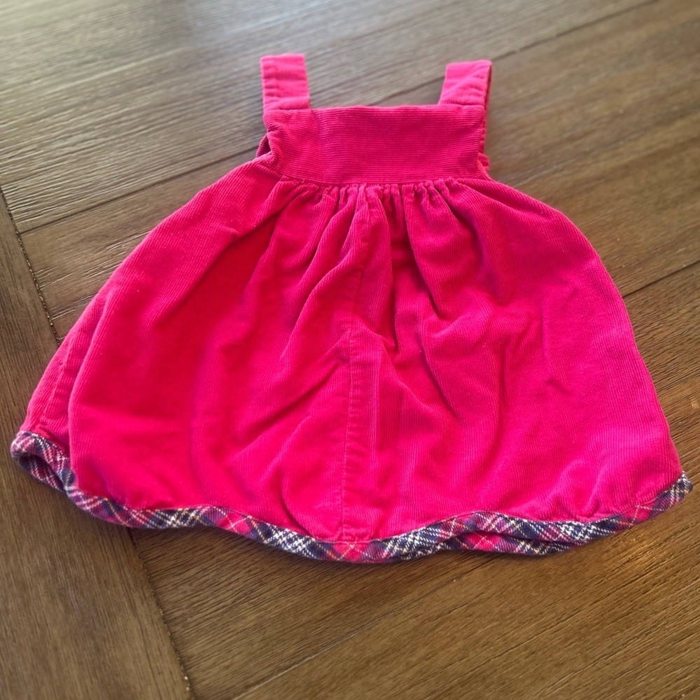 Baby Pink Corduroy Apple Pinafore Dress 12 Months Fall Y2K - Picture 4 of 5